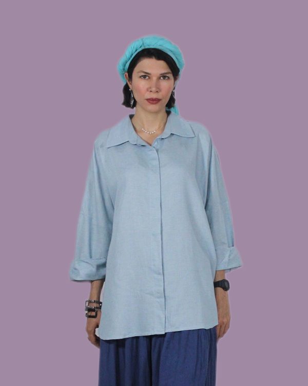 شومیز نیلوفری کد ۳۸۶ - Image 2